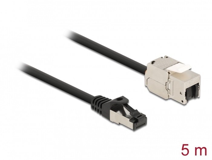 Delock 87030 5m Cat.6A RJ45 apa - Keystone modulos RJ45 anya kábel