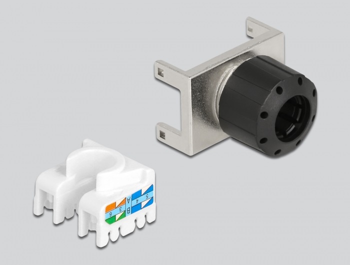 Delock 87036 RJ45 anya - LSA Cat6A eszközmentes 180°-os fém Keystone modul