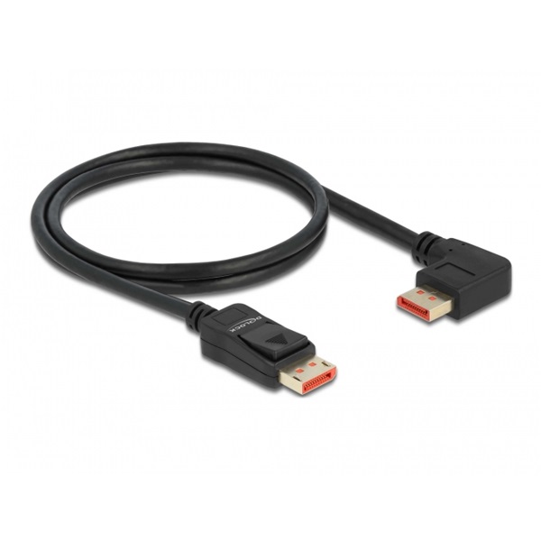 Delock 87044 1m DisplayPort 8K 60Hz apa egyenes - apa 90°-ban balra hajlított kábel