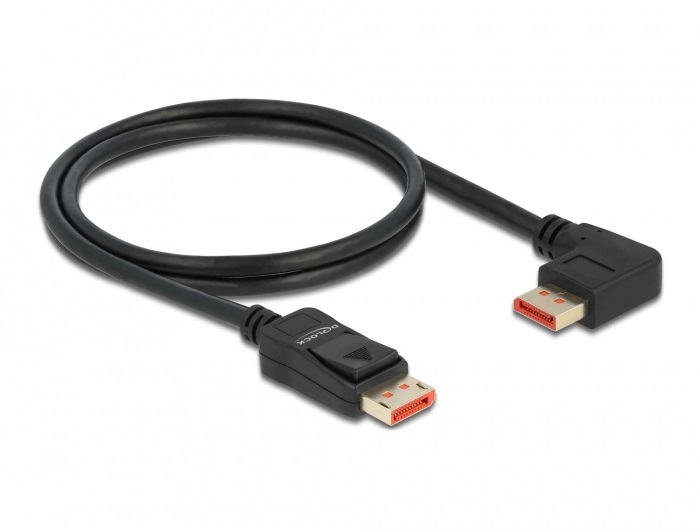 Delock 87044 1m DisplayPort 8K 60Hz apa egyenes - apa 90°-ban balra hajlított kábel