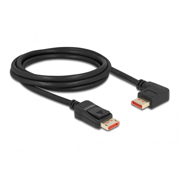 Delock 87046 2m DisplayPort 8K 60Hz apa egyenes - apa 90°-ban balra hajlított kábel