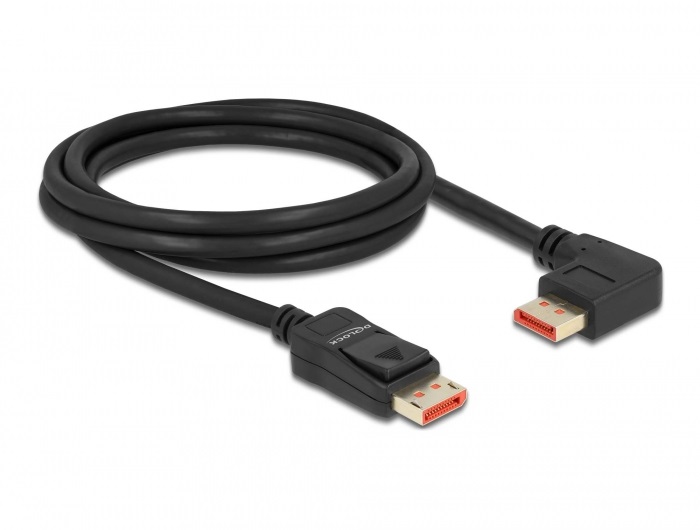 Delock 87046 2m DisplayPort 8K 60Hz apa egyenes - apa 90°-ban balra hajlított kábel
