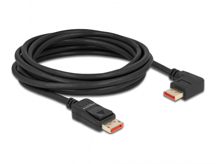 Delock 87049 5m DisplayPort 8K 60Hz apa egyenes - apa 90°-ban balra hajlított kábel