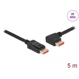 Delock 87049 5m DisplayPort 8K 60Hz apa egyenes - apa 90°-ban balra hajlított kábel
