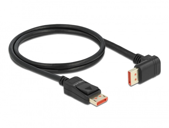 Delock 87050 1m DisplayPort 8K 60Hz apa egyenes - apa 90°-ban lefelé hajlított kábel