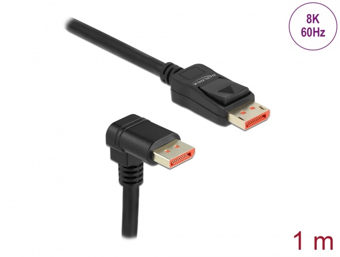 Delock 87050 1m DisplayPort 8K 60Hz apa egyenes - apa 90°-ban lefelé hajlított kábel