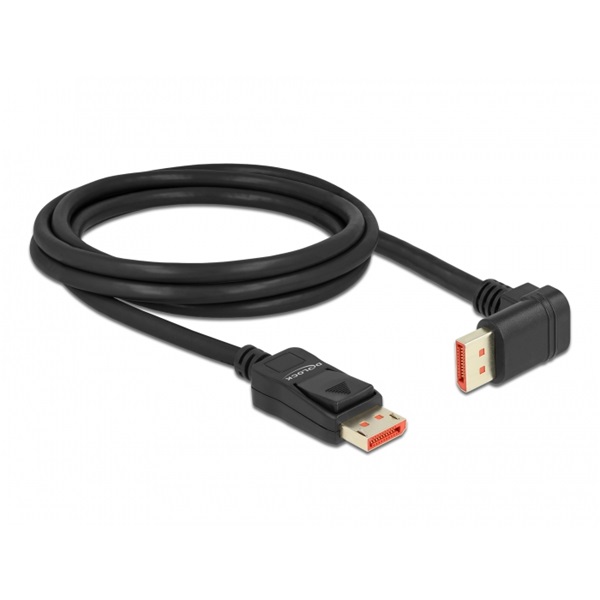 Delock 87051 2m DisplayPort 8K 60Hz apa egyenes - apa 90°-ban lefelé hajlított kábel