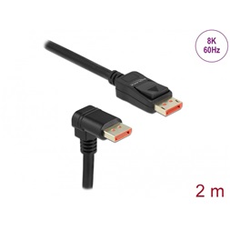Delock 87051 2m DisplayPort 8K 60Hz apa egyenes - apa 90°-ban lefelé hajlított kábel