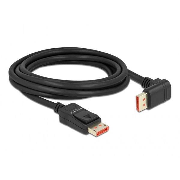 Delock 87052 3m DisplayPort 8K 60Hz apa egyenes - apa 90°-ban lefelé hajlított kábel
