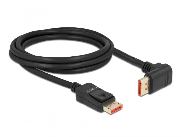 Delock 87055 2m DisplayPort 8K 60Hz apa egyenes - apa 90°-ban felfelé hajlított kábel