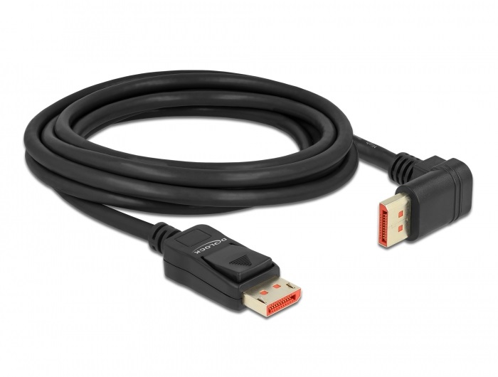 Delock 87056 3m DisplayPort 8K 60Hz apa egyenes - apa 90°-ban felfelé hajlított kábel