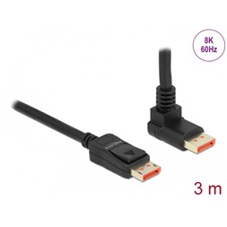 Delock 87056 3m DisplayPort 8K 60Hz apa egyenes - apa 90°-ban felfelé hajlított kábel