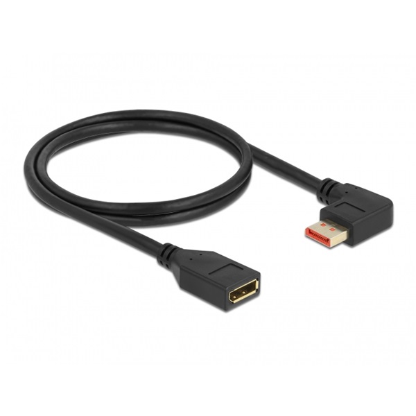 Delock 87073 1m DisplayPort 8K 60Hz anya egyenes - apa 90°-ban balra hajlított kábel