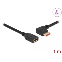 Delock 87073 1m DisplayPort 8K 60Hz anya egyenes - apa 90°-ban balra hajlított kábel