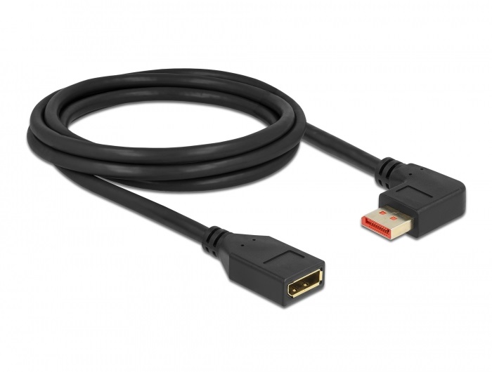 Delock 87075 2m DisplayPort 8K 60Hz anya egyenes - apa 90°-ban balra hajlított kábel