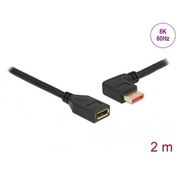 Delock 87075 2m DisplayPort 8K 60Hz anya egyenes - apa 90°-ban balra hajlított kábel