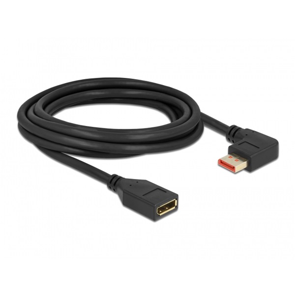 Delock 87076 3m DisplayPort 8K 60Hz anya egyenes - apa 90°-ban balra hajlított kábel