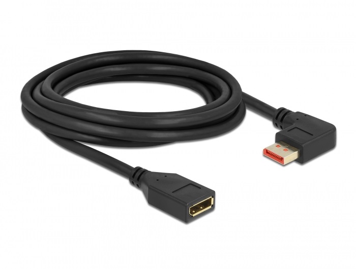 Delock 87076 3m DisplayPort 8K 60Hz anya egyenes - apa 90°-ban balra hajlított kábel