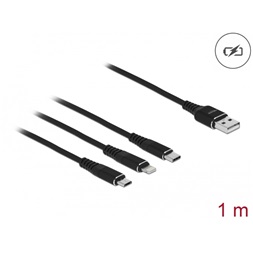 Delock 87155 1m 3 az 1-ben USB-A - Lightning/MicroUSB/USB-C töltő kábel