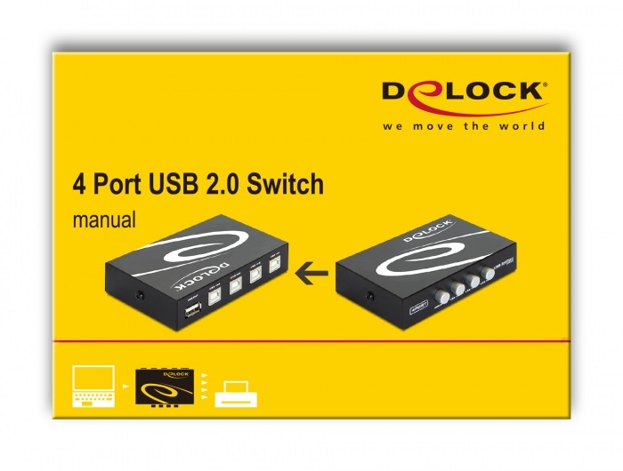 Delock 87634 4 portos manuális USB 2.0 kapcsoló