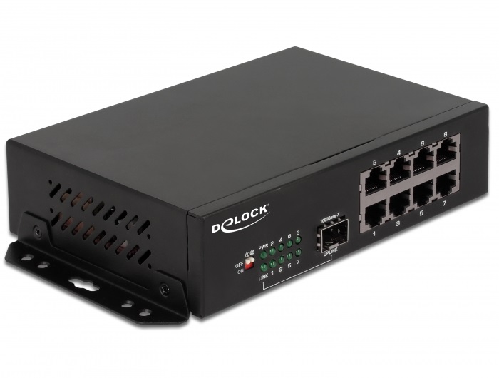 Delock 87708 8port + 1 SFP 10/100/1000Mbps LAN falra szerelhető switch