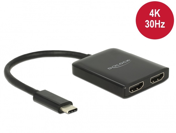 Delock 87719 USB Type-C (DP alternatív mód) - 2xHDMI 4K adapter