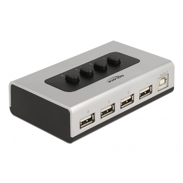 Delock 87762 1xUSB-B anya - 4xUSB-A 2.0 anya manuális kétirányú switch