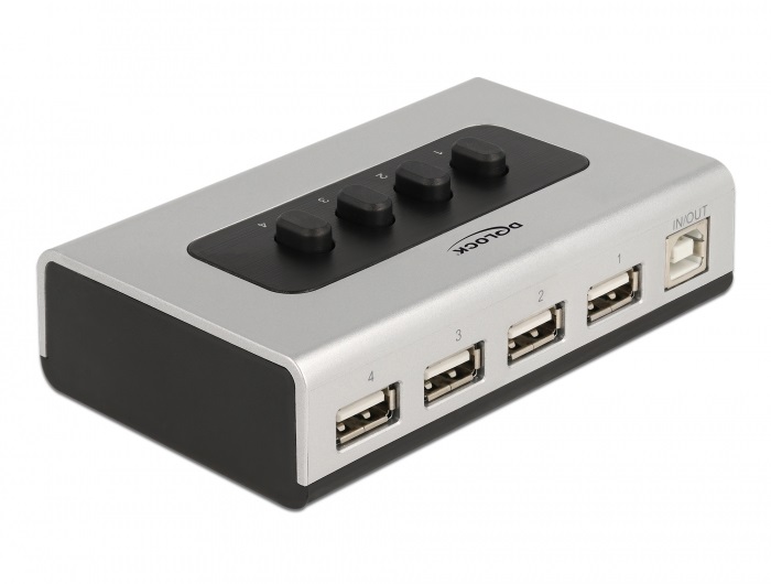 Delock 87762 1xUSB-B anya - 4xUSB-A 2.0 anya manuális kétirányú switch