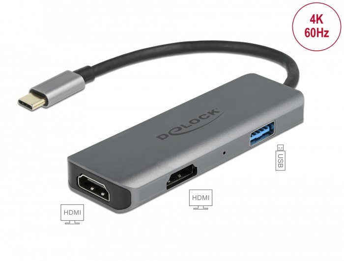 Delock 87780 USB-C - 2xHDMI 4K 60Hz/USB adapter
