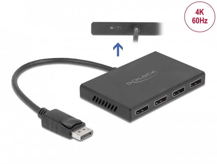 Delock 87794 4xDisplayPort 1.4 kimenet - 1xDisplayPort bemenet splitter