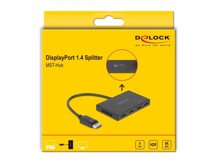 Delock 87794 4xDisplayPort 1.4 kimenet - 1xDisplayPort bemenet splitter