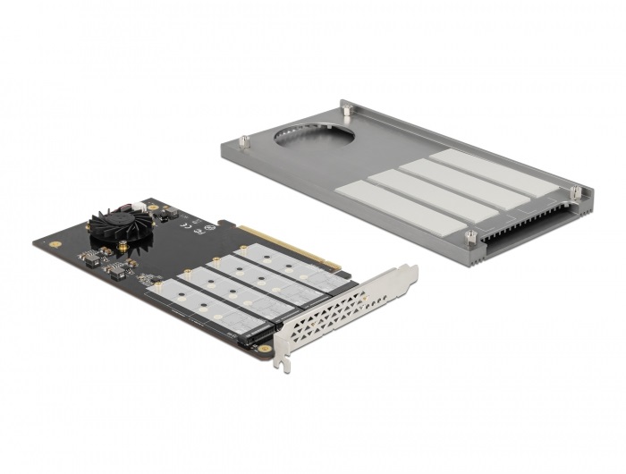 Delock 90050 4xNVMe M.2 M-key aktív hűtésű PCI Expresz x16 kártya