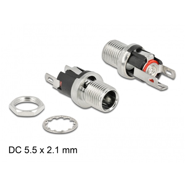 Delock 90056 5,5x2,1x12mm forrasztott foglalatfejes DC csatlakozó