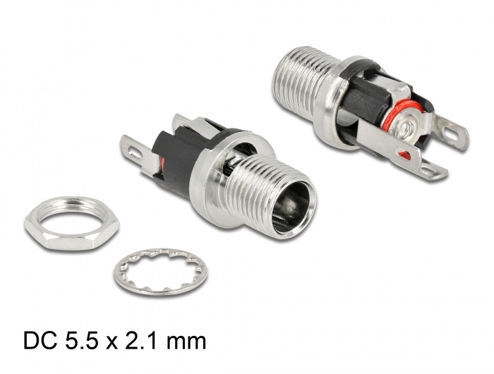 Delock 90056 5,5x2,1x12mm forrasztott foglalatfejes DC csatlakozó