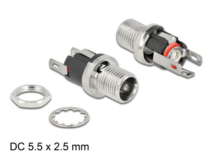 Delock 90057 5,5x2,5x12mm forrasztott foglalatfejes DC csatlakozó