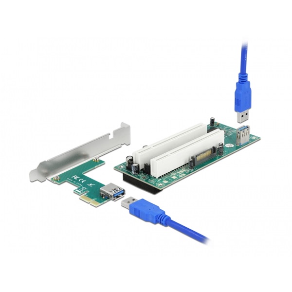 Delock 90066 2xPCI 32 Bit 60cm-es USB kábel csatlakozású PCI Express x1 Riser kártya