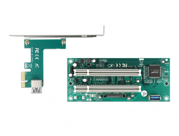 Delock 90066 2xPCI 32 Bit 60cm-es USB kábel csatlakozású PCI Express x1 Riser kártya