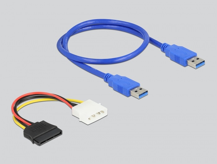 Delock 90066 2xPCI 32 Bit 60cm-es USB kábel csatlakozású PCI Express x1 Riser kártya
