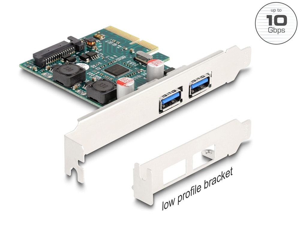 Delock 90106 2xUSB 10Gbps alacsony profil PCI Express x4 kártya