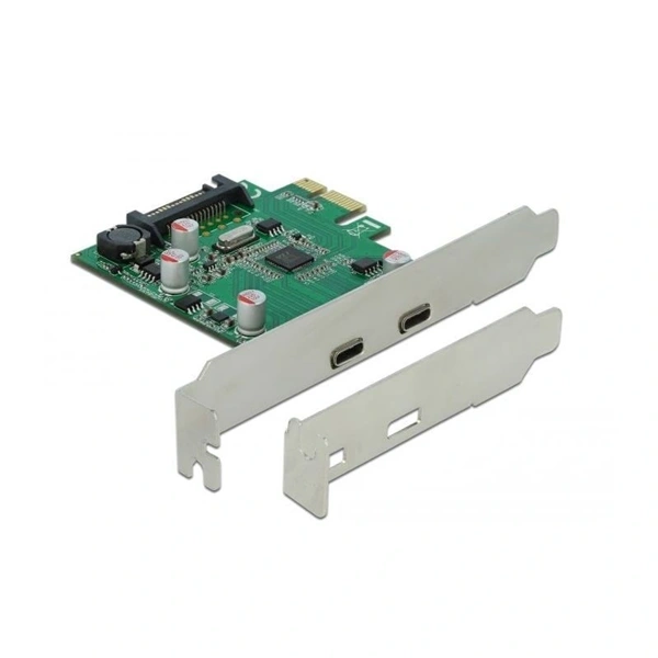 Delock 90493 PCI Express x1 kártya - 2 x külső SuperSpeed USB (USB 3.2 Gen 1) USB Type-C hüvely