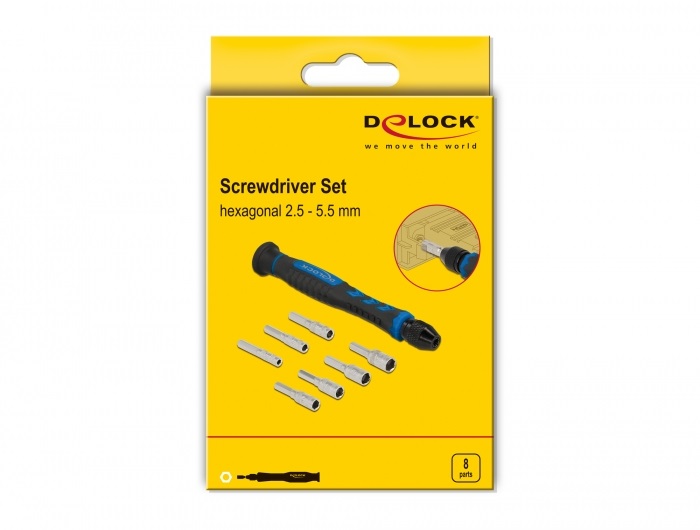Delock 90551 külső hatszögletű fejjel ellátott 8db-os csavarhúzó készlet