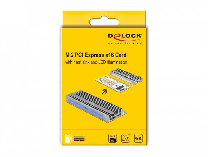 Delock 90566 1xNVMe M.2 M-key RGB LED-es PCI Express x16 kártya