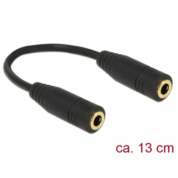 Delock 65896 Adapter Audio sztereó jack 3,5 mm-es, 4 pólusú anya > anya 13 cm
