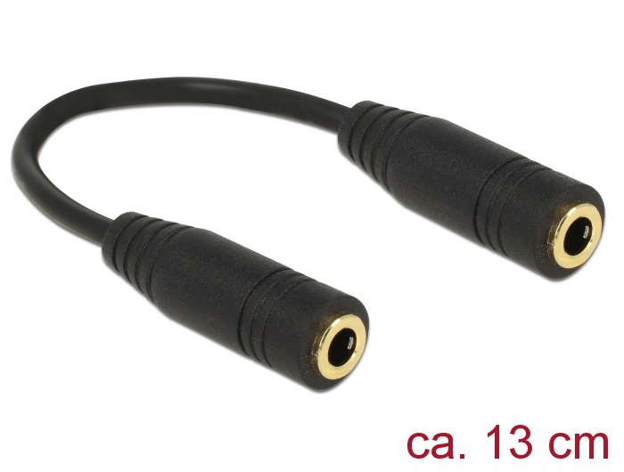 Delock 65896 Adapter Audio sztereó jack 3,5 mm-es, 4 pólusú anya > anya 13 cm
