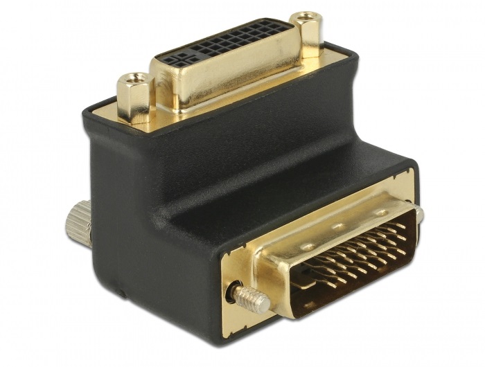 Delock 65866 Adapter DVI 24+1 dugó > DVI 24+5 90 fokban ívelt hüvely