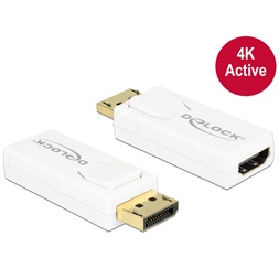 Delock 65580 Adapter Displayport 1.2-dugós csatlakozó > HDMI-csatlakozóhüvely 4K aktív, fehér