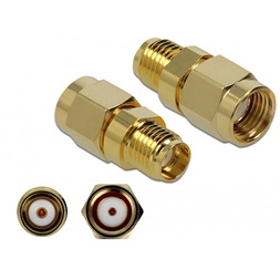 Delock 89976 Adapter RP-SMA-dugó apa SMA csatlakozóhüvely 10 GHz