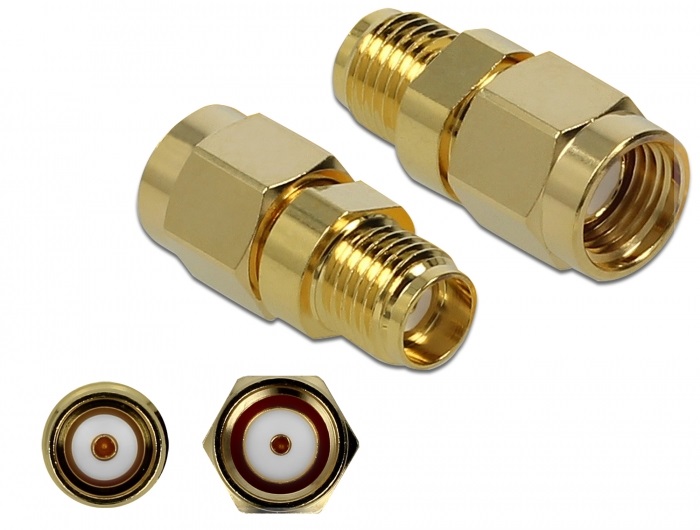Delock 89976 Adapter RP-SMA-dugó apa SMA csatlakozóhüvely 10 GHz