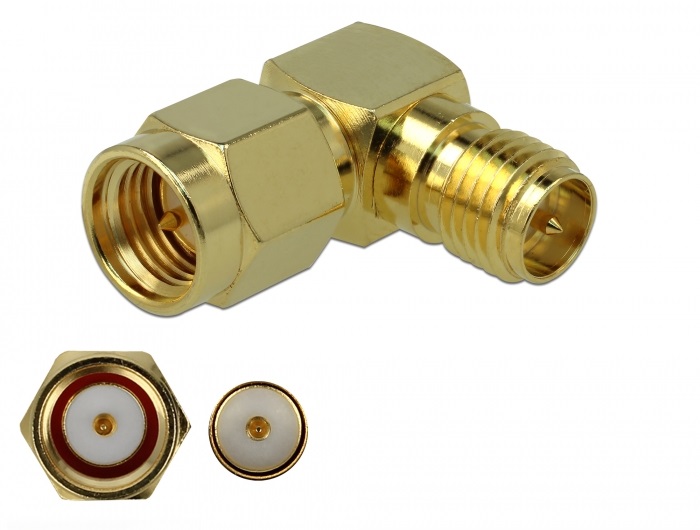 Delock 89967 Adapter SMA-dugó apa RP-SMA csatlakozóhüvely 90 3 GHz