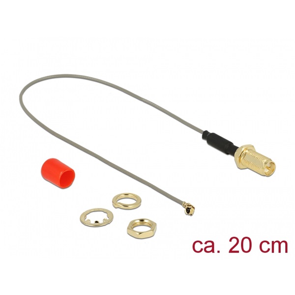 Delock 89831 Antenna kábel RP-SMA anya> MHF / U.FL-LP-068 apa csatlakozó 1.13 20 cm menethossz 10 mm